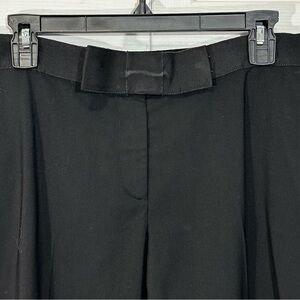Moschino Black Virgin Wool Straight Leg Trousers with Ribbon Bow Waist Size 12